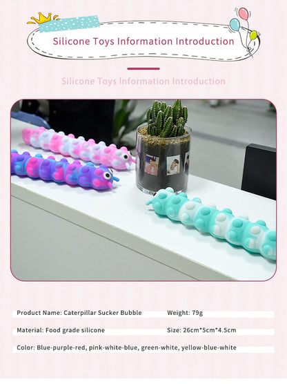 Silicone Pop It Fidget Toy 3D Caterpillar Sucker Bubble Squeeze 9