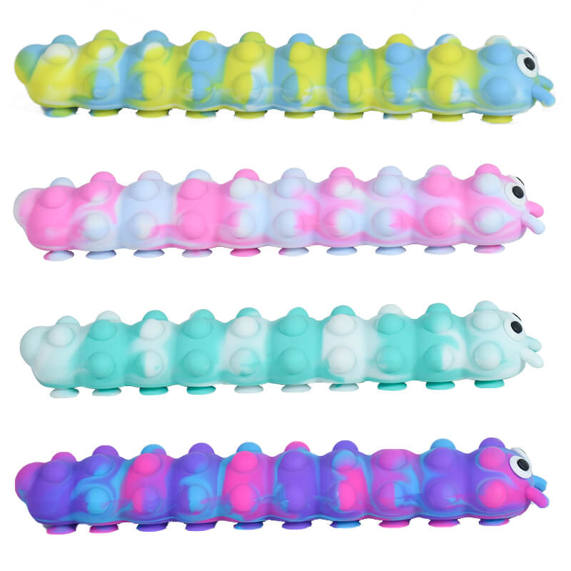 Silicone Pop It Fidget Toy 3D Caterpillar Sucker Bubble Squeeze