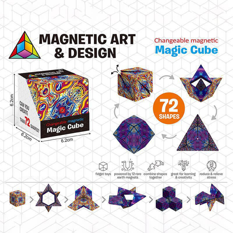 Magnetic Cube Fidget Toy 3D Changeable Geometric Puzzle 2