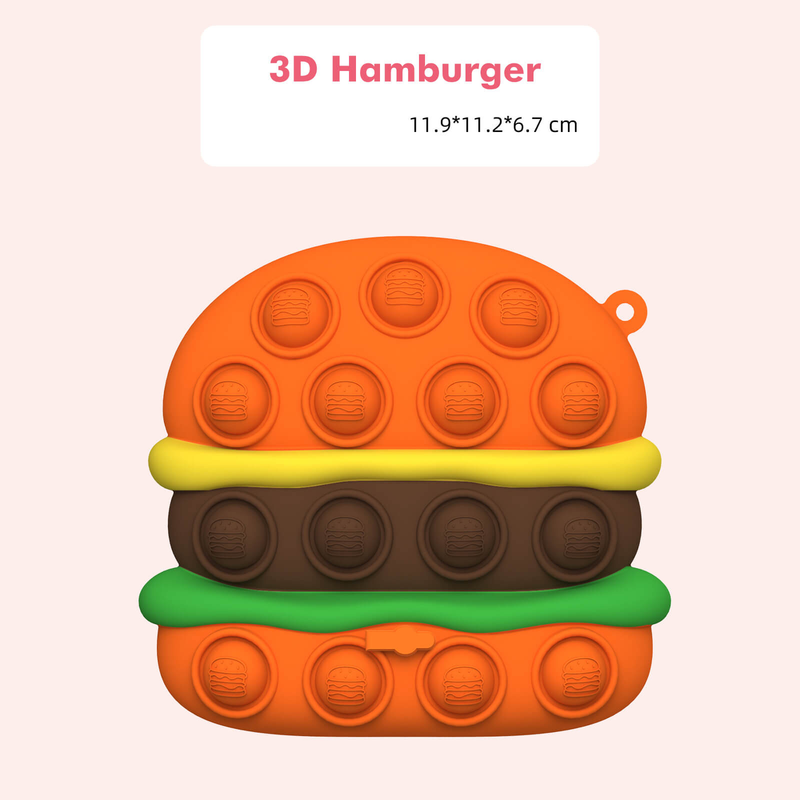 Silicone Pop It Fidget Toy 3D Hamburger Shape with Sling 2