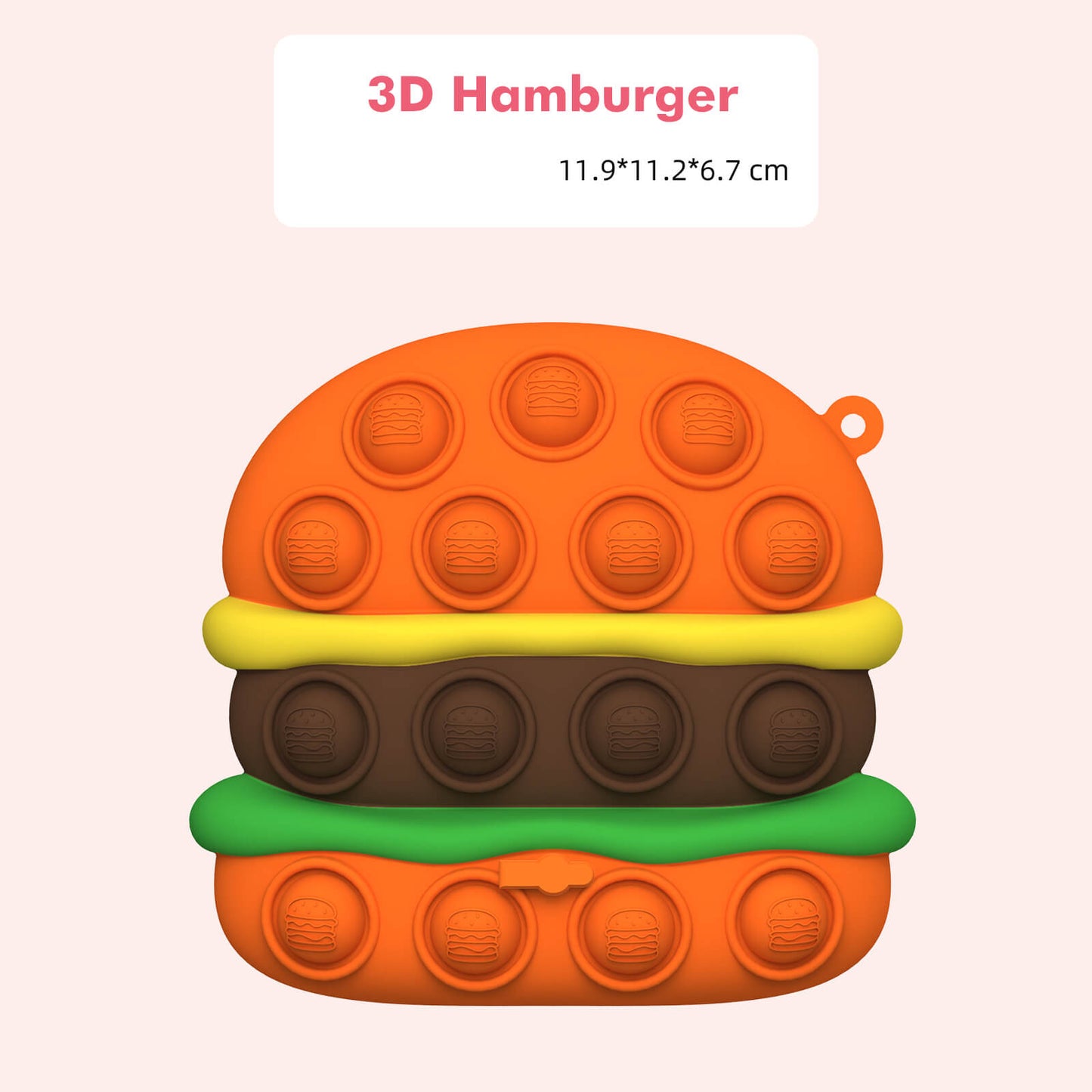 Silicone Pop It Fidget Toy 3D Hamburger Shape with Sling 2