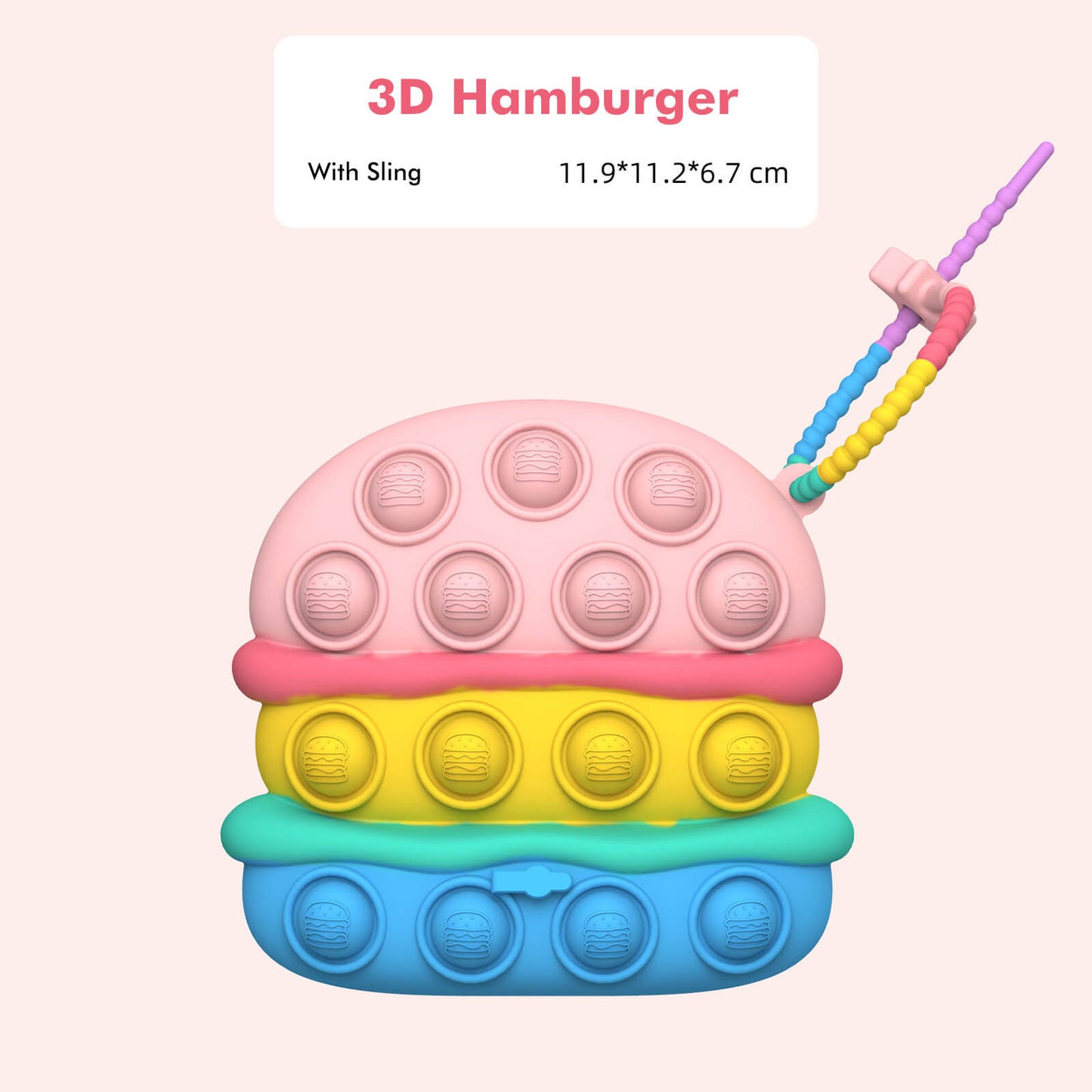 Silicone Pop It Fidget Toy 3D Hamburger Bubble Push Sensory