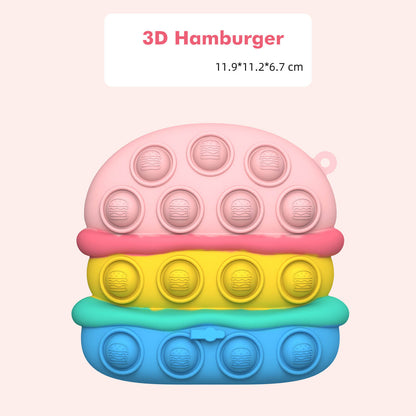 Silicone Pop It Fidget Toy 3D Hamburger Bubble Push Sensory 2