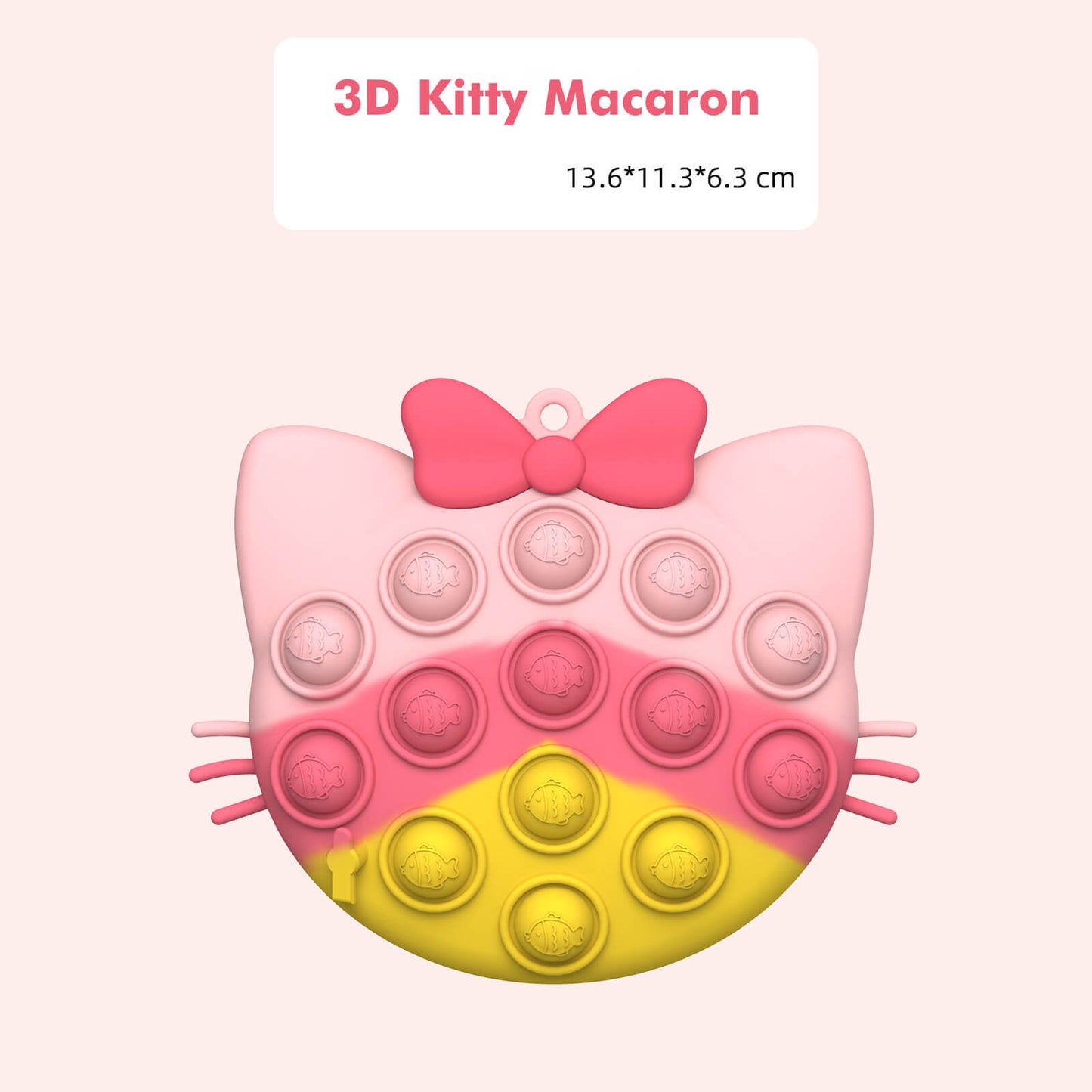 Silicone Pop It Fidget Toy 3D Kitty Macaron Shape 13.6x11.3x6.3cm 2