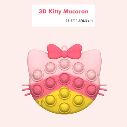Silicone Pop It Fidget Toy 3D Kitty Macaron Shape 13.6x11.3x6.3cm 2