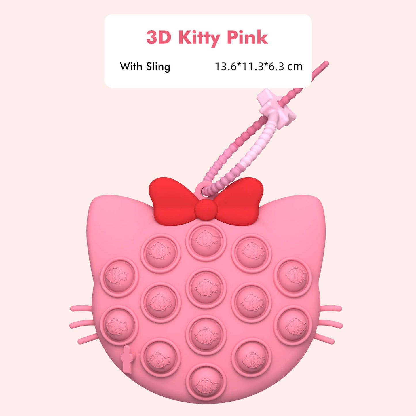 Silicone Pop It Fidget Toy 3D Kitty Push Bubble Sensory Toy Pink