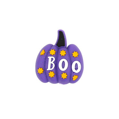 20Pcs Silicone 3D Focal Beads Halloween Color-Shifting Boo Pumpkin with Text