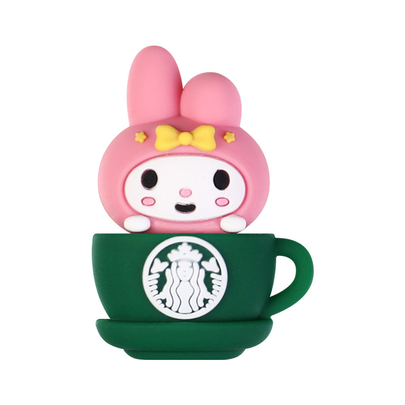 20Pcs Silicone 3D Focal Beads Coffee Cup with Cartoon Animal Faces 13