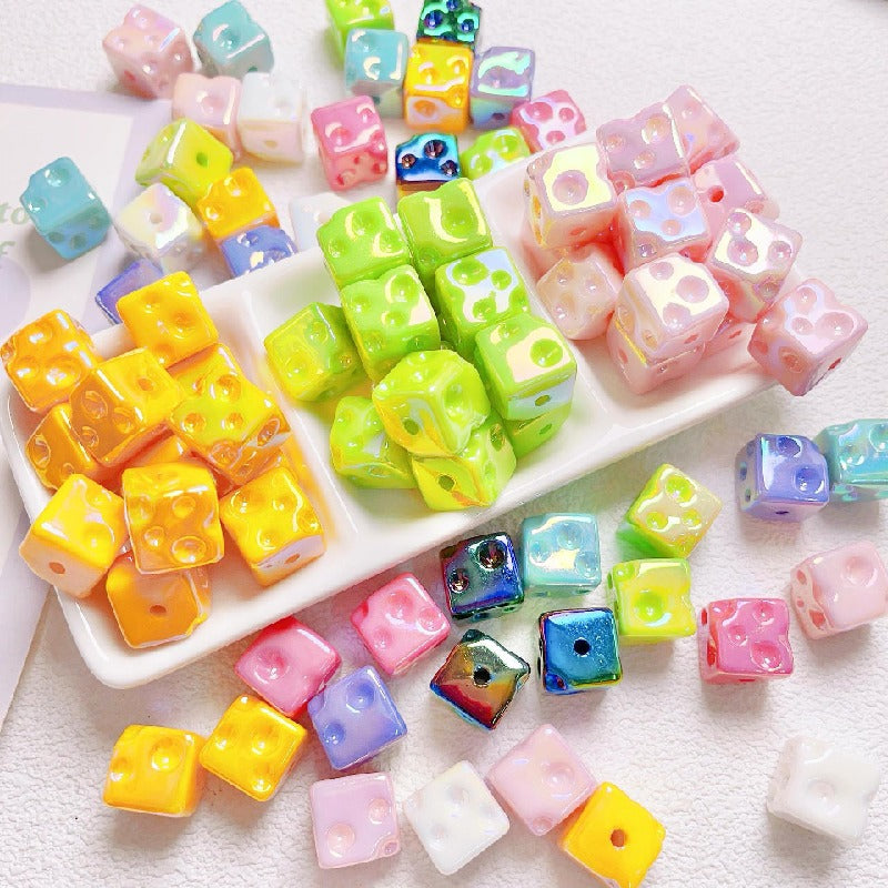10pcs 14.5mm Light In The Dark Acrylic Cheese Cube Beads 2