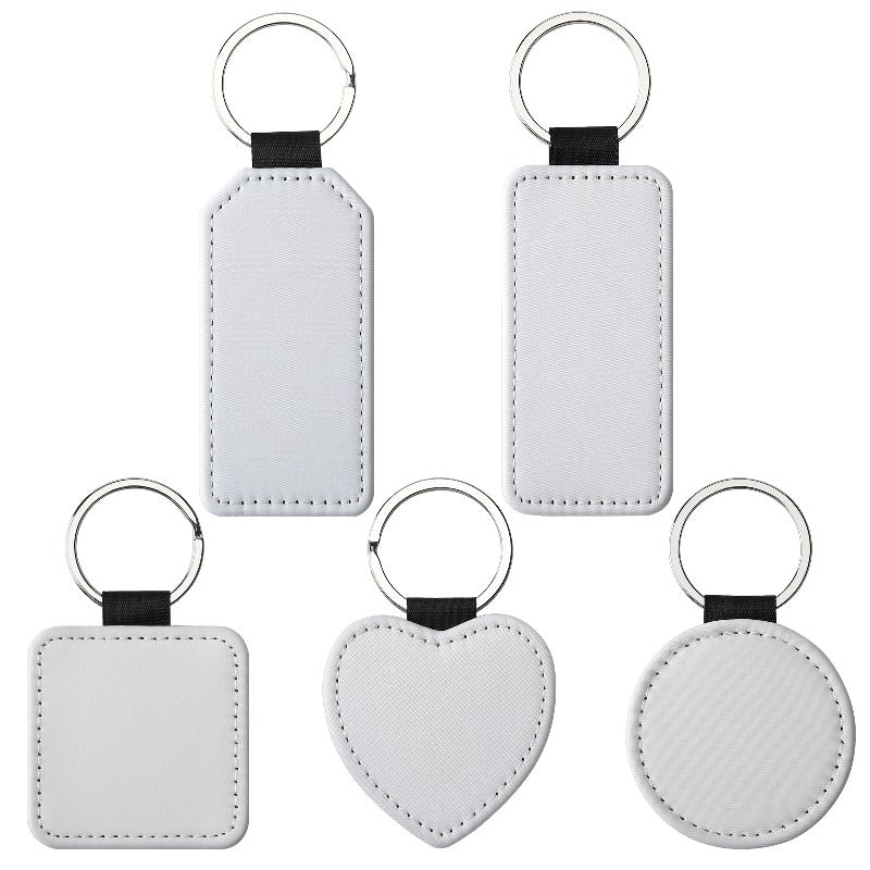 Sublimation Blank Leather Keychain Rectangular and Heart Shape