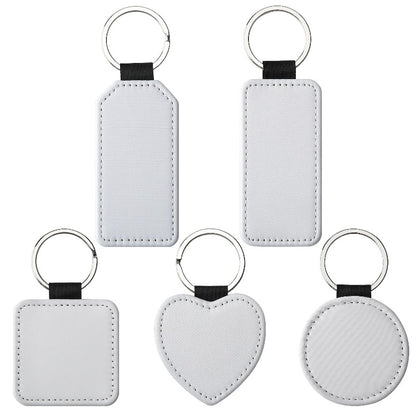 Sublimation Blank Leather Keychain Rectangular and Heart Shape