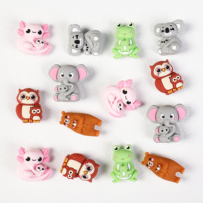 20Pcs Silicone 3D Focal Beads Mother Animals Holding Baby Detail 3