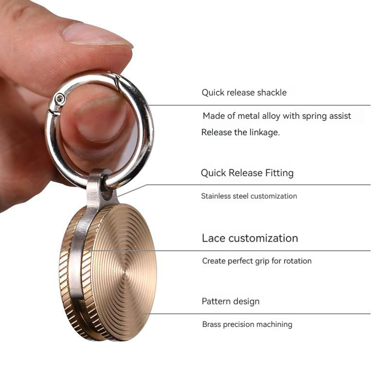 Stainless Steel Fidget Spinner Pendant Necklace with Spiral Ripple Design 2