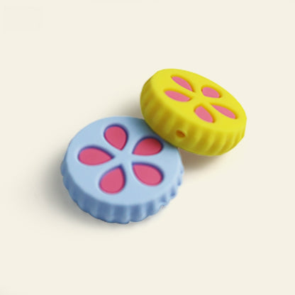 Silicone Focal Beads Petal Round Cookie Cutout Center 5