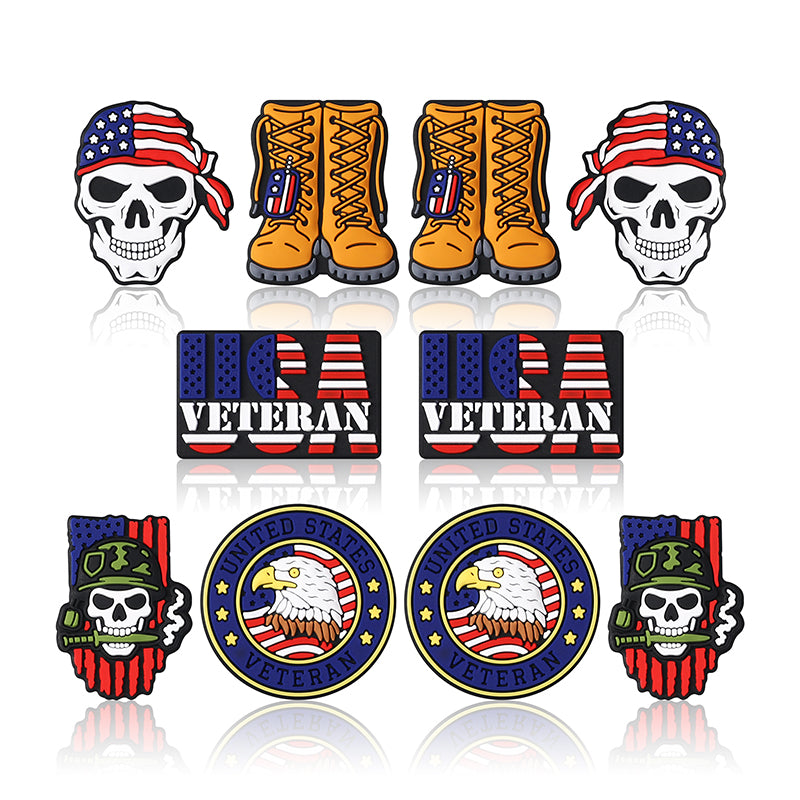 20Pcs Silicone Focal Beads USA Veterans Series Military Symbols Emblem Design 2
