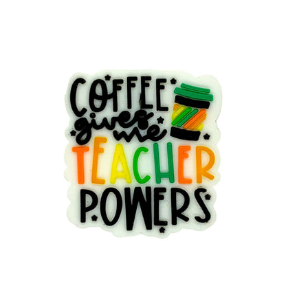 20pcs Silicone Focal Beads Teacher Coffee Cup Text Print