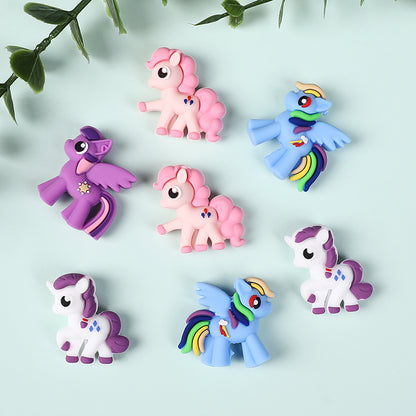 20Pcs Silicone 3D Focal Beads Pony Character Wings Spread 4