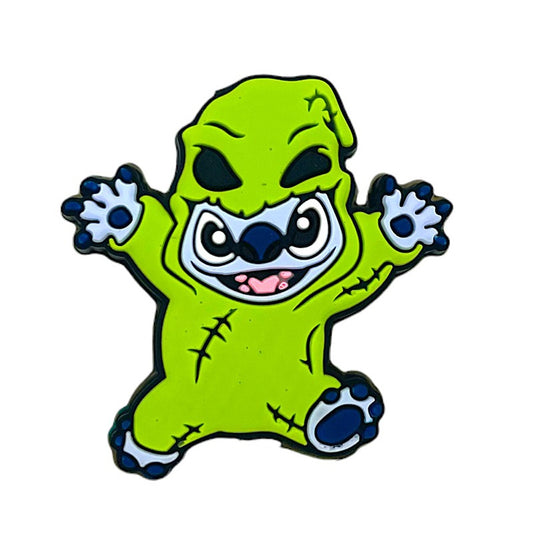 20pcs Silicone Focal Beads Blue Alien Character Large Ears Wearing Green Costume