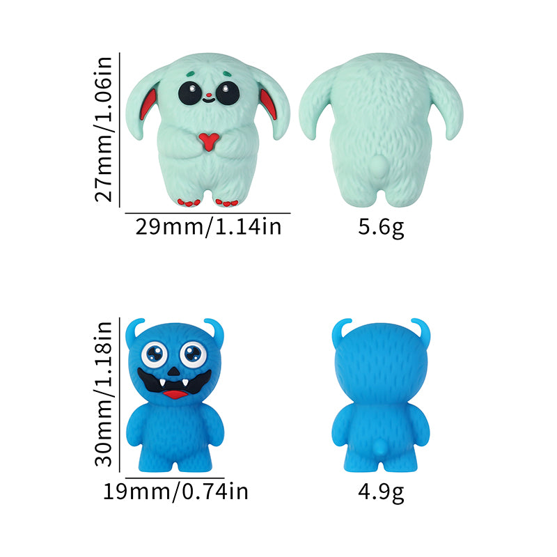 20Pcs Silicone 3D Focal Beads Cute Little Monster Various Colors 6