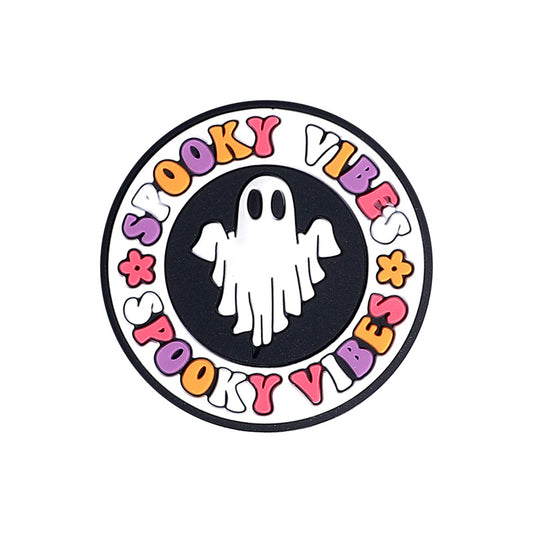 20Pcs Silicone Focal Beads Halloween Ghost Spooky Vibes Printed Text