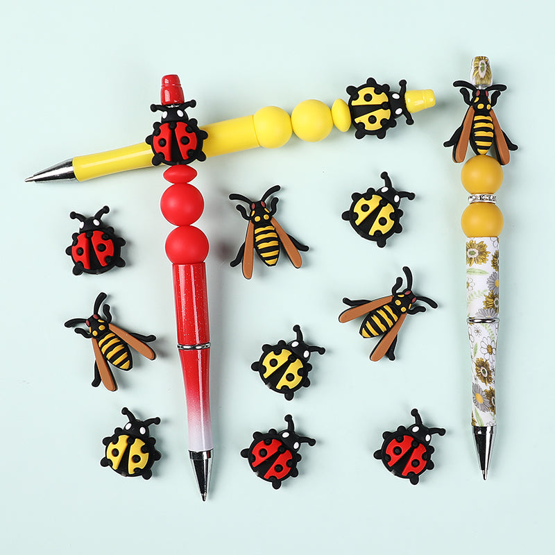 20Pcs Silicone 3D Focal Beads Ladybug Wasp Insect Design 6