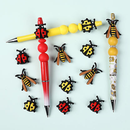 20Pcs Silicone 3D Focal Beads Ladybug Wasp Insect Design 6