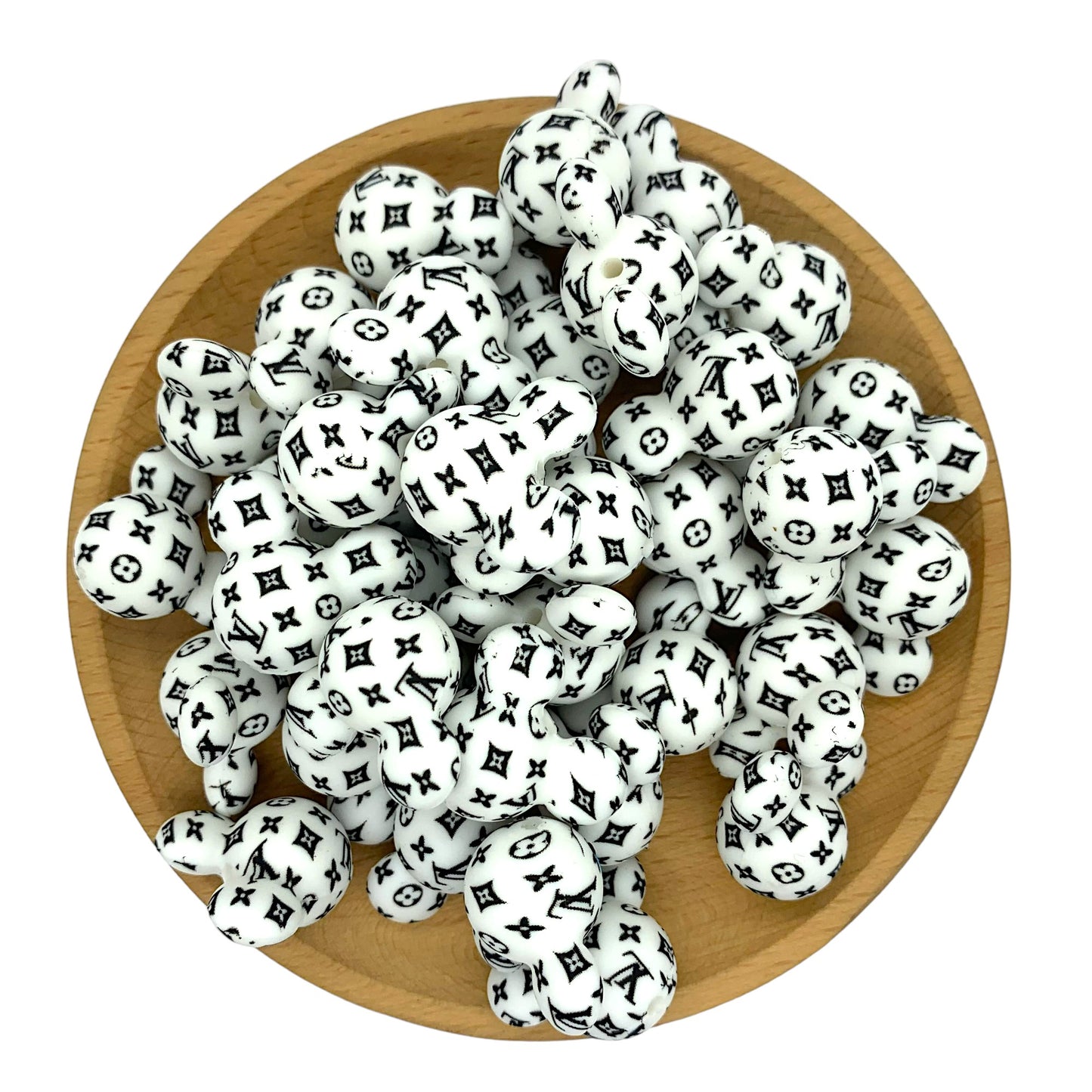 20pcs Mickey Printed LV Silicone Focal Beads 6