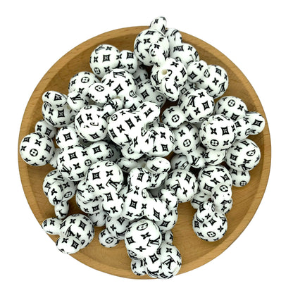 20pcs Mickey Printed LV Silicone Focal Beads 6