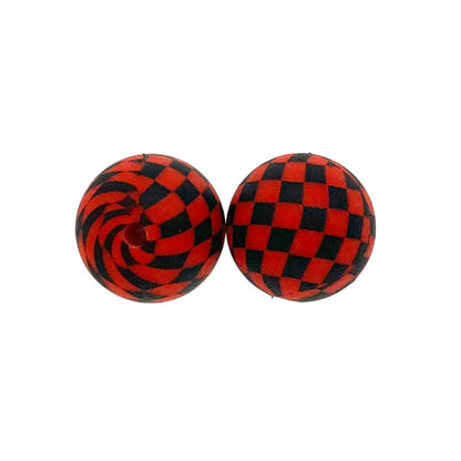 50pcs 15mm Printed Checkered Silicone Beads 5