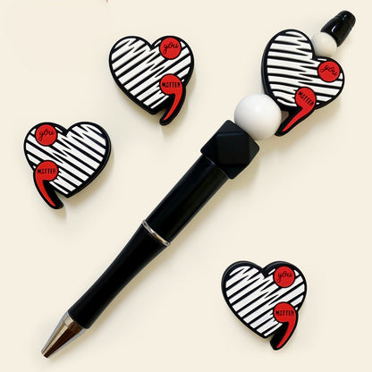 20Pcs Silicone Focal Beads Heart Comma Image Front Facing