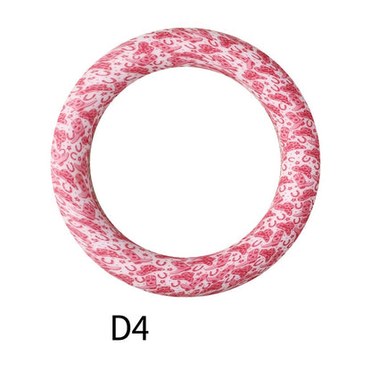 65mm Printed Silicone Beads Ring Shape Printed Design 10
