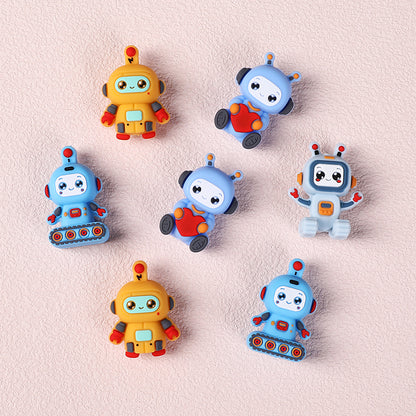 20Pcs Silicone 3D Focal Beads Love Robot Holding Heart and Front Facing 7