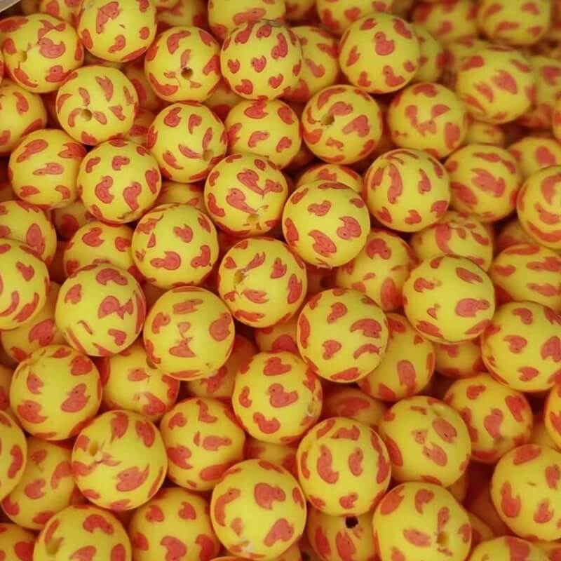 50pcs 15mm Cute Duck Print Silicone Beads Multi Base Design