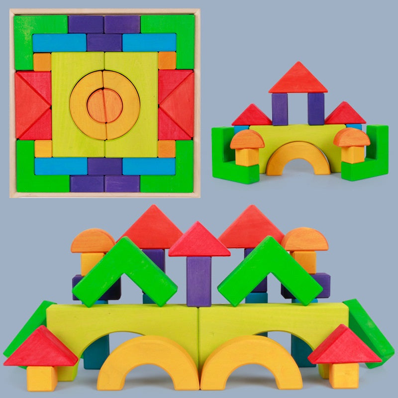 Wooden Building Blocks Football Pitch Educational Toy 6