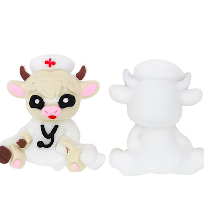 Silicone 3D Focal Beads Stethoscope Cattle Sitting Pose