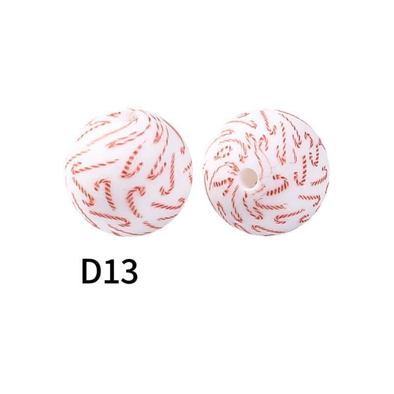 50pcs 15mm Rhombus Printed Silicone Beads Multi Color Design 23