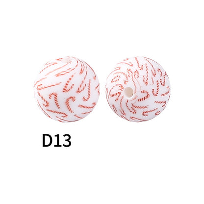 50pcs 15mm Rhombus Printed Silicone Beads Multi Color Design 23
