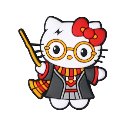20Pcs Silicone Focal Beads White Cat No Mouth Red Bow with Accessories 14