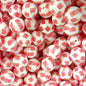 50Pcs 15mm Red Peach Heart Silicone Beads Printed Design