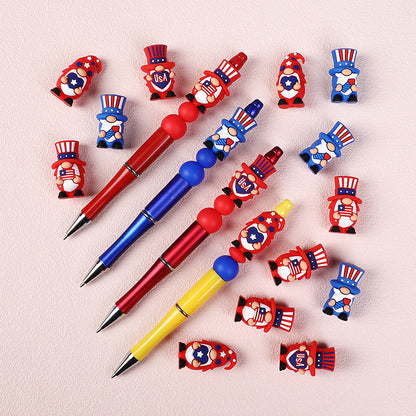 20Pcs Silicone 3D Focal Beads Independence Day Dwarf USA Theme 9