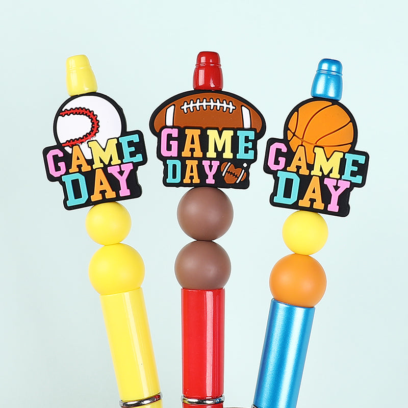 Silicone Focal Beads Ball Game Match Day Printed Text Design 9