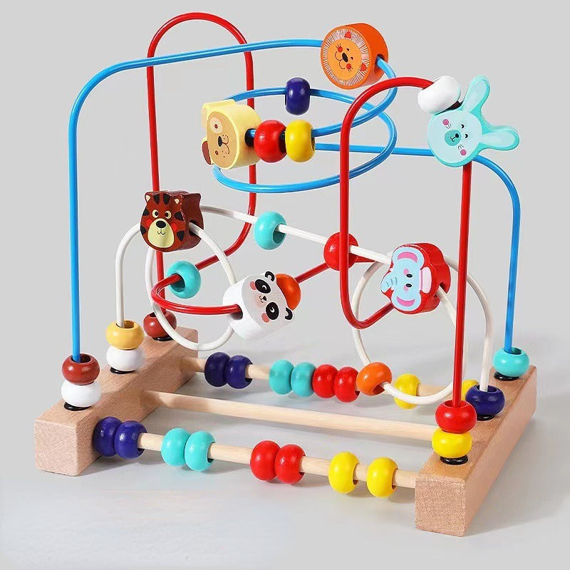 Wooden Bead Maze Educational Animal Fruit Activity Toy 5