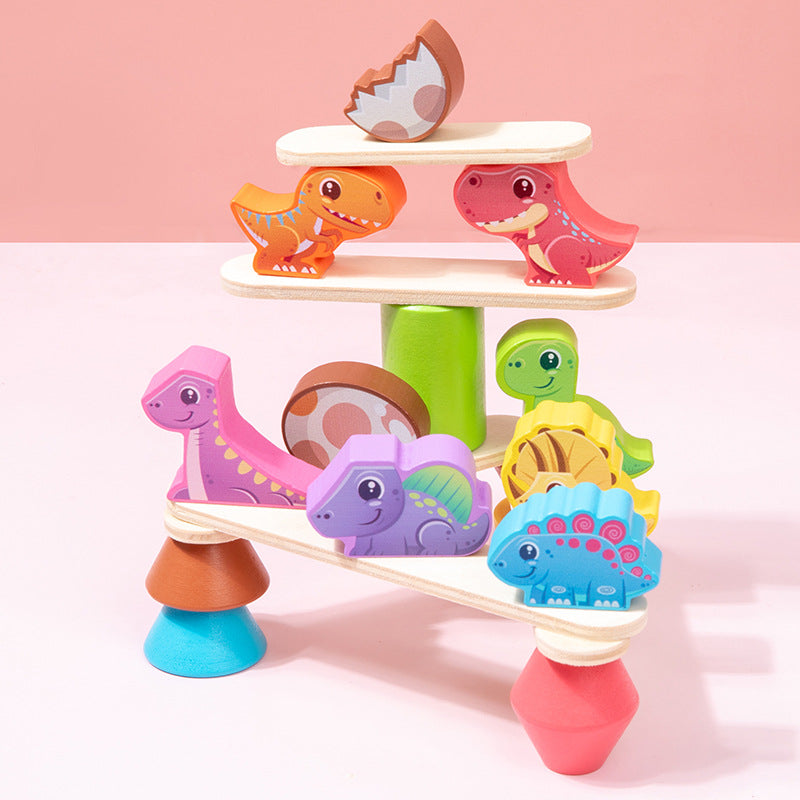 Wooden Dinosaur Building Blocks Balanced Assembly Educational Toy 4