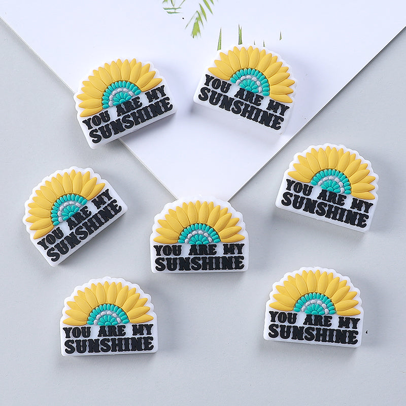 20pcs Silicone Focal Beads Daisy Variety Set You Are My Sunshine Text 11