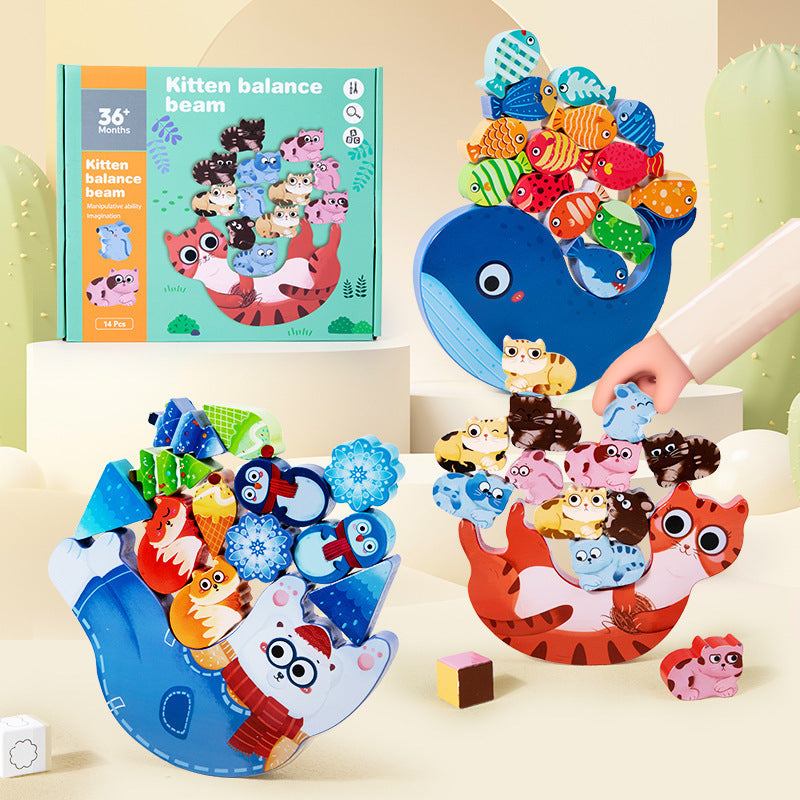 Wooden Animal Balanced Stacked Building Blocks Educational Toy 2