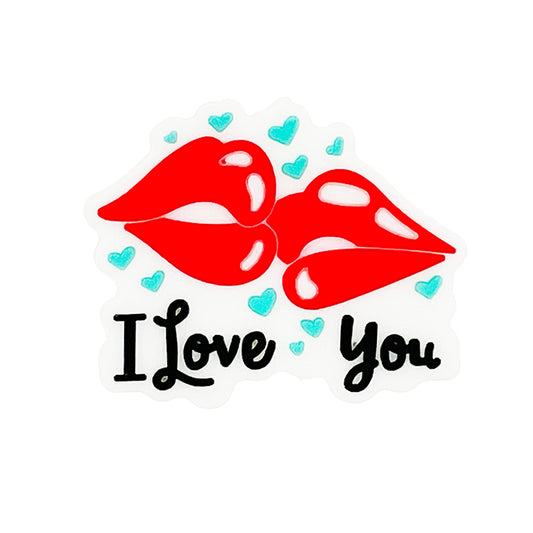 20pcs Silicone Focal Beads Lip With I Love You Text