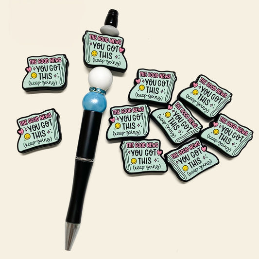 20Pcs Silicone Focal Beads The Good News Message with Printed Text