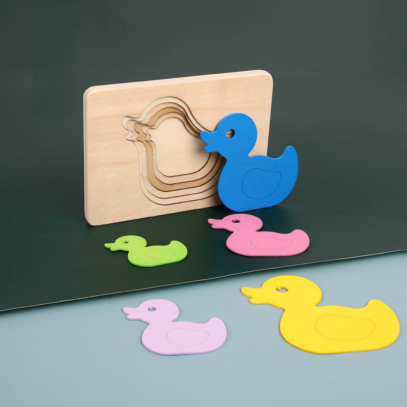 Multi-Layer Wooden Montessori Toys Animal Board Puzzle 15x10x1cm 5