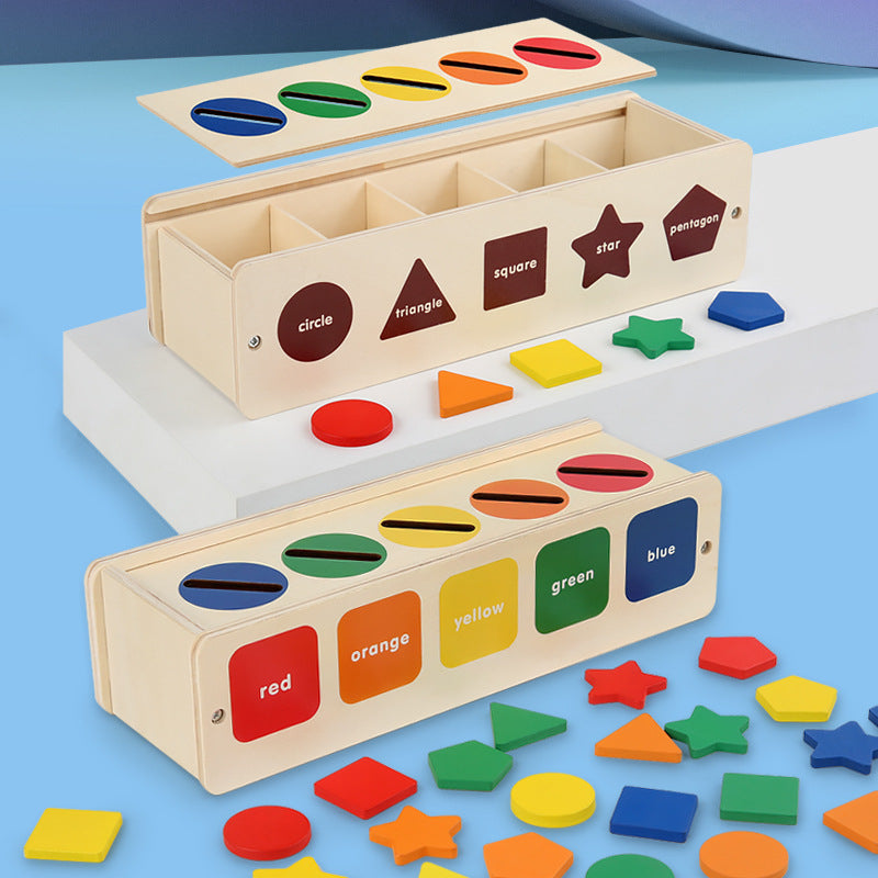 Wooden Montessori Toys Color and Shape Sorting Box 2