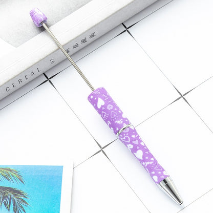 Valentine's Day Heart Print Beadable Ballpoint Pens 14.4cm DIY 17